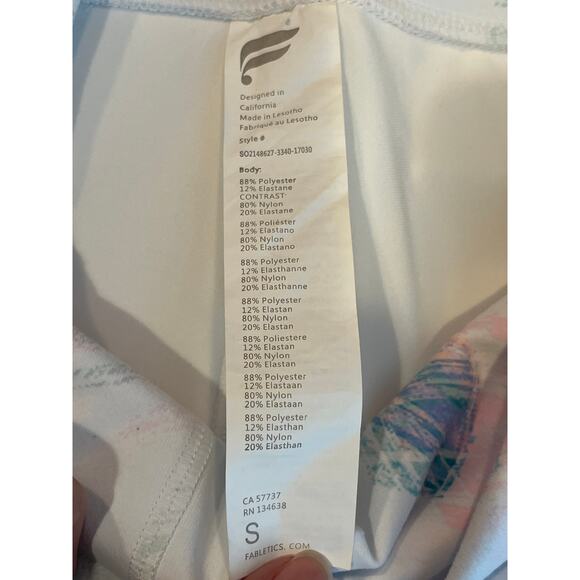 Fabletics PowerHold Size Small Bike Shorts White with Pastel Pink and Green - Picture 4 of 6